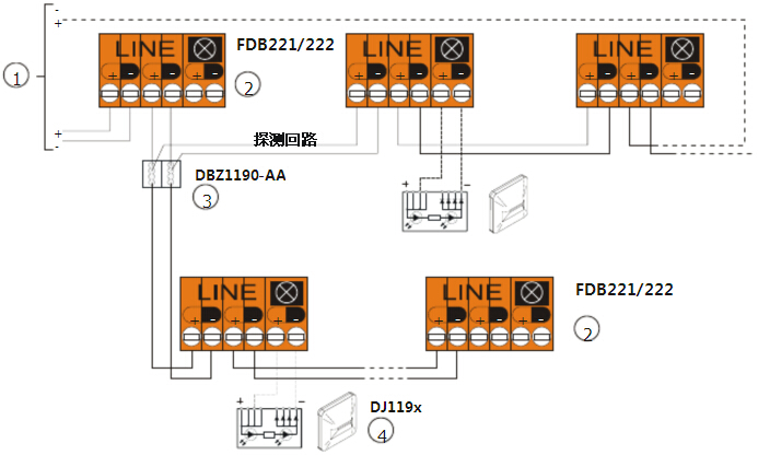 FDO221-CN煙感探測(cè)器接線圖